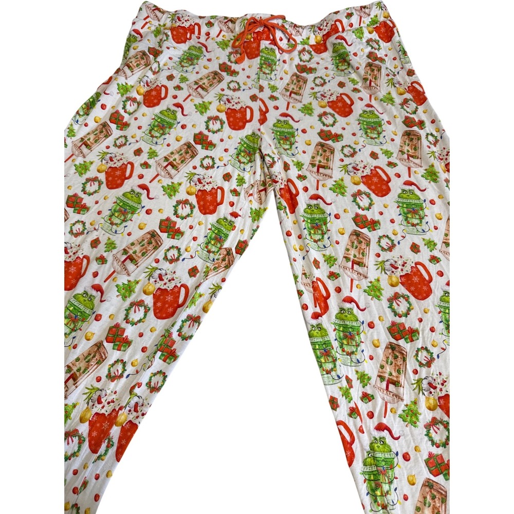 Little Snuggles Christmas Pajama Pants 2XL Grinch‎ Hot Cocoa Tree Print Bamboo